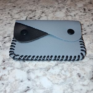 NEW Handcrafted Stylish Gray and Black Leather Coin Purse/Card Holder